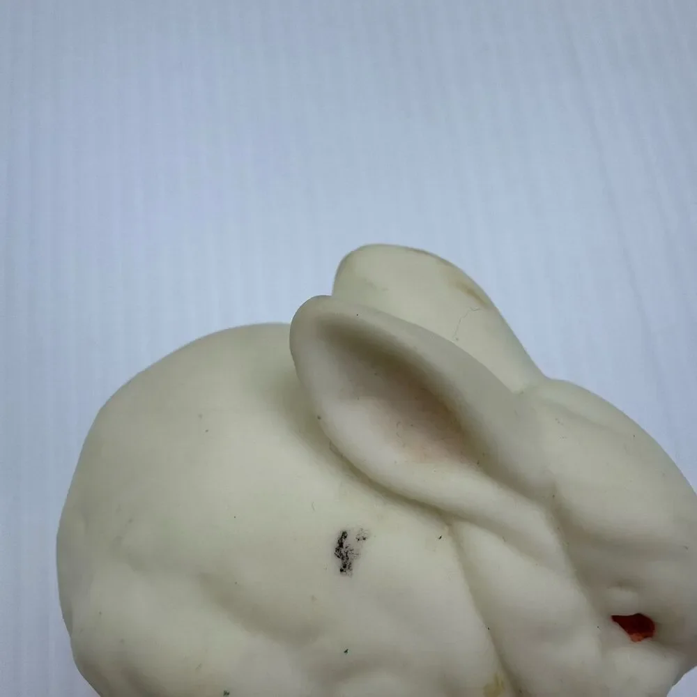 Lefton China Easter Bunny Trinket Box Pink Egg w Carrot Vintage